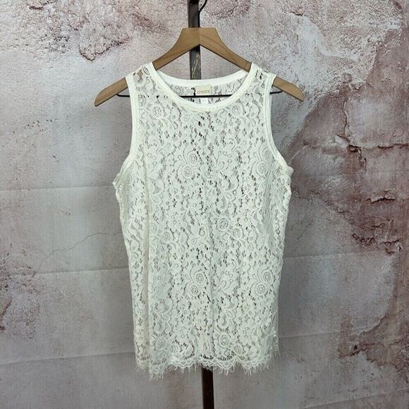 CHICO'S lace romantic layering top size 1 M feminine resort boho chic shirt - Picture 1 of 4